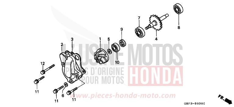 WASSERPUMPE von CR80R "große Räder" NEUCLEAR RED (R177) von 1998